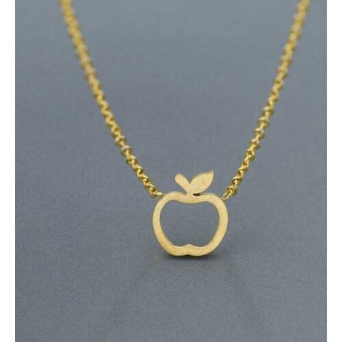 Hollow Outline Funny Geometric Fruit Apple Charm pendant necklace Bangles for School Mentor Teacher Women Graduation jewelry
