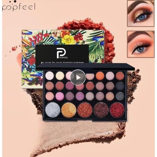 POPFEEL 29 Color Long-Lasting Glitter Eyeshadow Palette Easy To Wear Makeup Pallete Waterproof Shimmer Natural Neon Eye Pigments