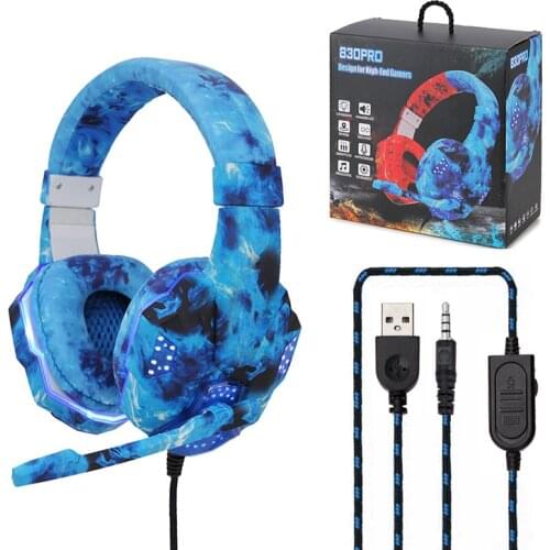 JH 830Pro Wired Gaming Headsets Gamer Headphones 3D Surround Stereo Earphones With USB Microphone Colourful Light For PC Laptop