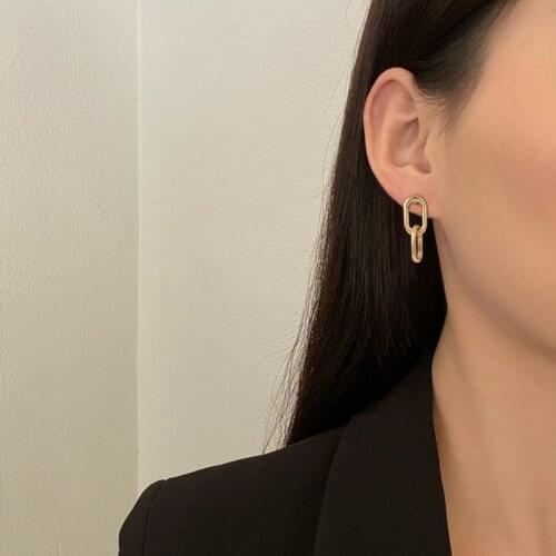 Fashion Luxury Statement Gold Drop Earrings For Women Elegant Metal Female Hanging Dangle Chain Earrings 2021 New Trend Jewelry