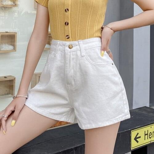 Fashion Women Summer High Waisted Denim Shorts Jeans Women Shorts New Femme Casual Wide Leg Denim White Shorts