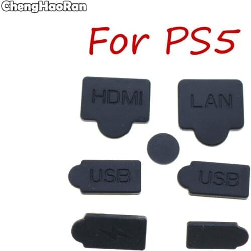 ChengHaoRan Silicone dust cover, HDM USB interface, dust cover, ps5 plug, console accessories, black, 6pcs / 7pcs