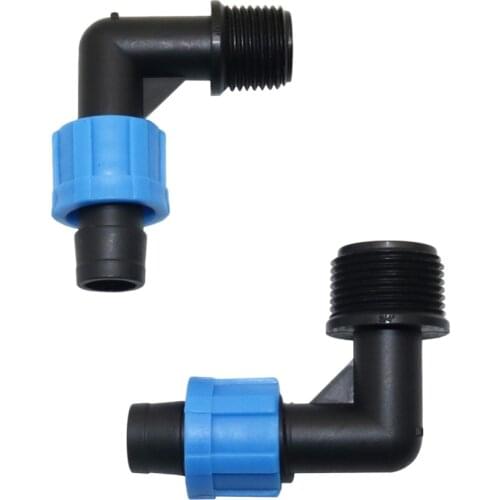 1/2 Inch 3/4 Inch Male thread To 16mm Elbow Connectors With Lock Garden Water Connector Irrigation System Pipe Fittings 5 Pcs