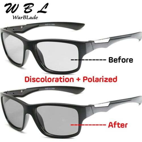 Photochromic Sunglasses Men Polarized Chameleon Discoloration Sun Glasses Outdoors UV400 Square Driving Goggles Accessories