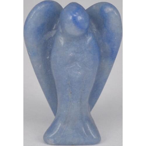 Angel Figurine Miniature Carved Natural Blue Quartz Stone Healing Statue Crystal Home Decoration Accessories 1.5 Inch