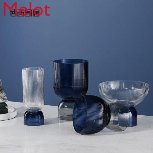 Splicing Glass Fruit Plate Decoration Home Simple Living Room Dining Table Two-Color Candy Plate Vase Soft Furnishings Crafts