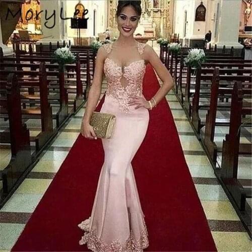 Hand Made Evening Dresses Pink Sweetheart Floor Length Lace Applique Silk Satin Evening Dresses vestidos de fiesta de noche