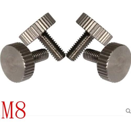 5pcs/lot M8*10/12/16/20/25/30/35/40/50/60 Stainless Steel Flat Head Thumb Screw /round Knurling Hand Twist Tighten Screw