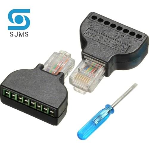 RJ45 Male to 8 Pin AV Screw Terminal Connector Screw Adapter Block Cable Network Plug Ethernet for CCTV Digital Internet plug