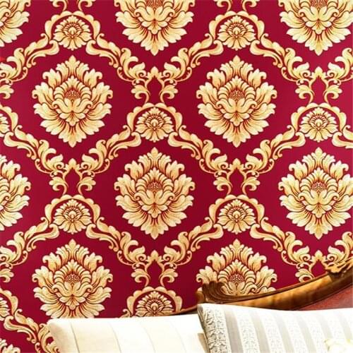 Wellyu High-end luxury European big flower TV background wall big red royal blue KTV box hotel hotel wallpaper