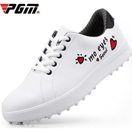 PGM Korean Women Golf Shoes Womens Leisure Section Fixed Nail Waterproof Non slip Printing Girls Sports Shoes-in Golf Shoe from
