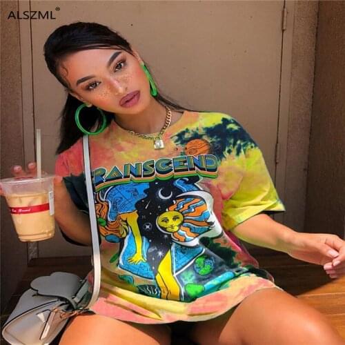 Cartoon print women loose t-shirts 2020 summer streetwear women o neck short sleeve pullover tees female tops