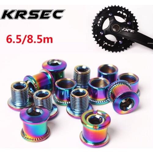 KRSEC 5PCS MTB Chainring Bolts 8.5mm 6.5mm Bicycle Chainwheel Sliver Crew Mountain Bike Road Bicycle Crank Screw Disc Bike parts