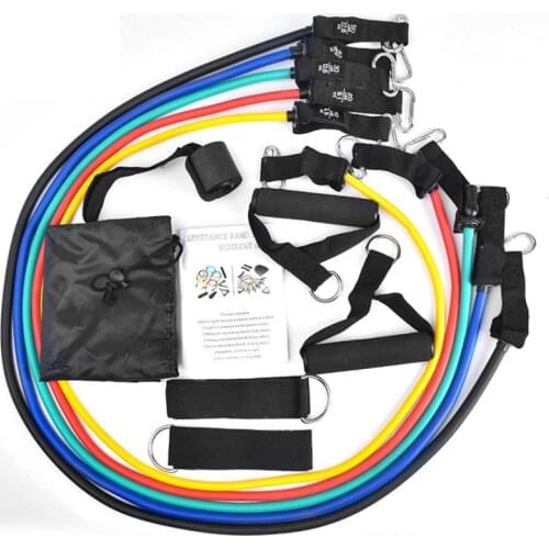 11 Pcs/Set Fitness Resistance Bands Set Weights Fitness Rubber Bands Training Exercise Yoga Pull Rope Portable Fitness Equipment