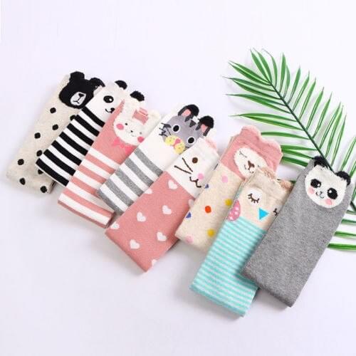 2020 Lovely Kids Girls Cartoon Animals Knee High Socks Animal Striped Hosiery Stockings Combed Cotton Boy Girl Children socks