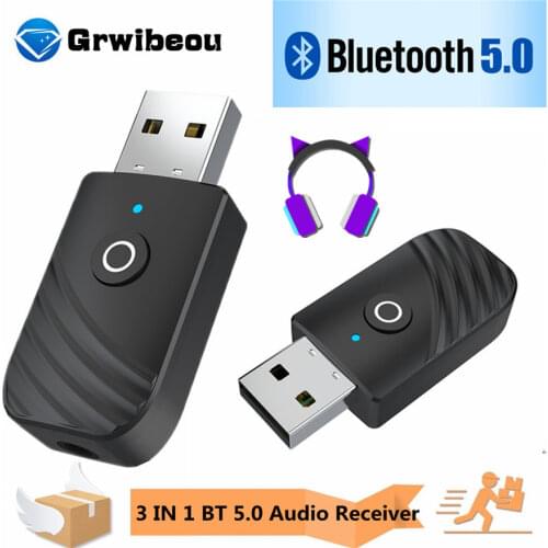 3 IN 1 Bluetooth 5.0 Audio Receiver Transmitter 3.5mm Jack AUX USB Stereo Music Mini Wireless Adapter for Car TV PC Headphones