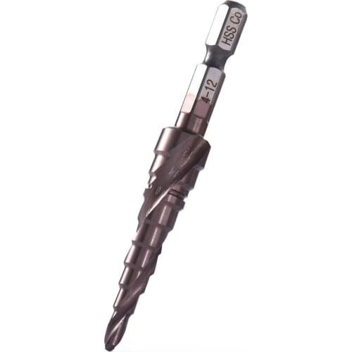 8mm Step Drill Bits 1/4'' Hexagon Shank M35 HSS-CO Metalworking Spiral Groove Stainless Steel Tapping Cobalt Plating Bit