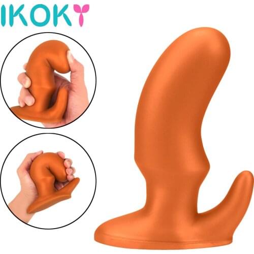 IKOKY Big Anal Plug Prostate Massager G-spot Stimulate Golden Horn Super Huge Butt Plug Erotic Sex Toys for Men Women