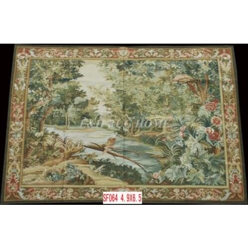 Free Shipping 4.9'X6.5' Handmade wool aubusson tapestry gobelin carpet, wall hanging tapestry wool tapestry paintings