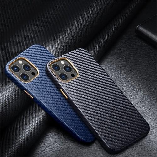 Luxury Genuine Leather Case for iPhone 12 11 XR 7 8 Plus Carbon Fiber Pattern Leather Case for iPhone 12 11 Pro Xs Max Cover