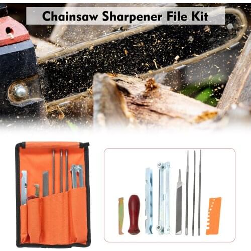 Chainsaw Sharpener File Kit Chainsaw Chain Sharpener Chain Parts Set Tool Pouch for Sharpening & Filing All Chainsaws Blades