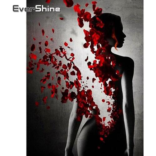 EverShine Diamond Painting Girl Diamond Mosaic Woman Cross Stitch Picture Rhienstones Flowers Bead Embroidery Art Home Decor