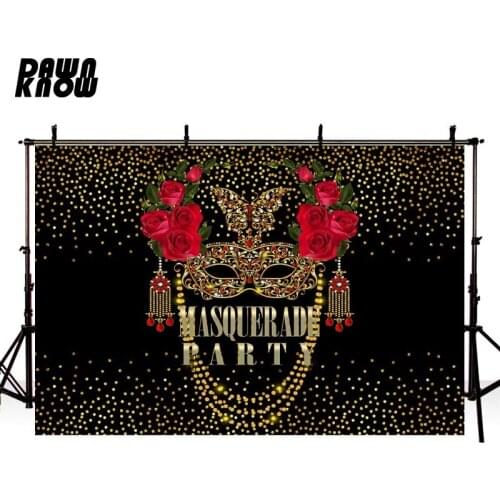 DAWNKNOW Masqueraders Party Photography Background Backdrop Celebrate Photocall Red Flower Photo Shoot Customize G794