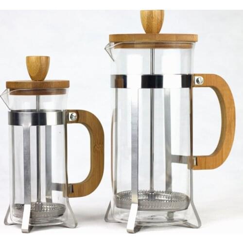 Bamboo covered glass domestic French filter press heat-resistant high borosilicate coffee pot American glass content