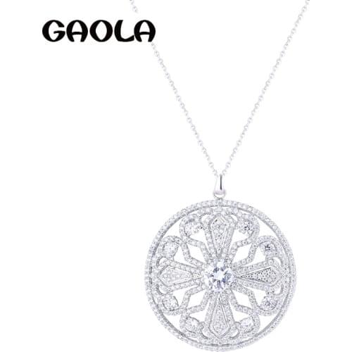 GAOLA New Design Pendant White Gold Color Necklaces Jewelry AAA Cubic Zirconia Statement Necklace GLD1094