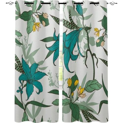 Carnation Flower Plant Illustration Window Curtains LivingRoom Kitchen Curtains Left and Right Biparting Open