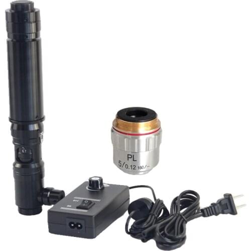 1000X Coaxial Light Optics Microscope Zoom C mount Lens+5X Auxiliary Objective Lens Barlow Lens For phone Touch ITO PCB Check
