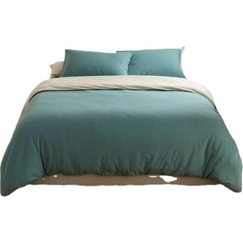 100% Long Staple Cotton Knitted Solid Color 4 Pcs Bedding Sets Queen Duvet Cover Bed Sheet Pillwocases King Size 1.2m 1.5m 1.8m