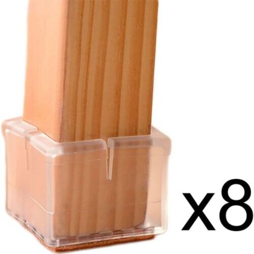Square Transparent Chair Leg Caps Feet Pads Furniture Table Covers Wood Floor Protectors Pack Of 8 259qe