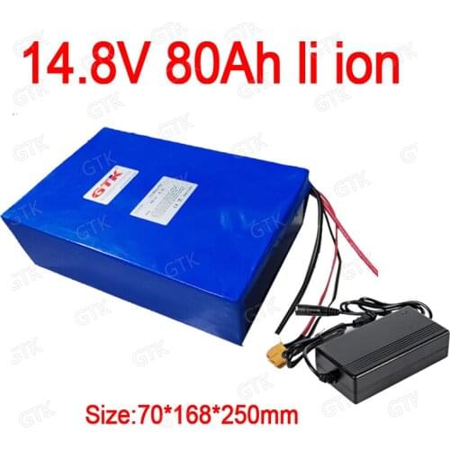 GTK 14.8V 80Ah lithium battery 15v 80Ah li ion battery no 12v 80Ah for fish boat golf trolly lamp solor +16.8v 10A charger