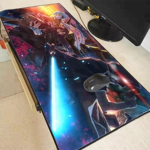 Mairuige Anime Girls Sword City Large Gaming Lock Edge Mouse Mat Keyboard Mat Table Desk Mat for Notebook Laptop Gamer Mousepad
