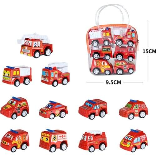 6pcs Car Model Toy Pull Back Car Toys Mobile Vehicle Fire Truck Taxi Model Kids Gift