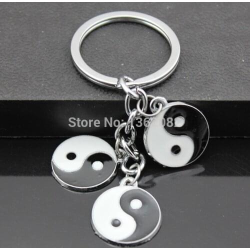Unisex Fashion Tai Chi Yin & Yang Key Chains Womens Bag Charm Pendants Lucky Keyrings GIft MO189