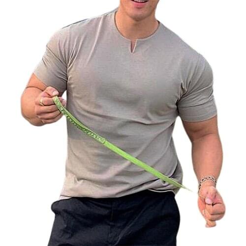 2021 Summer Top Men T-shirt Casual Men T-shirt Solid Color Stretchy Summer Short Sleeve Loose Top for Dating T Shirt Men Fashion