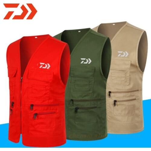 Dawa Men Summer Vest Outdoor Multi-pockets Photography Men Daiwa Fishing Vest Mesh Male Men Waistcoat Photography Clothing