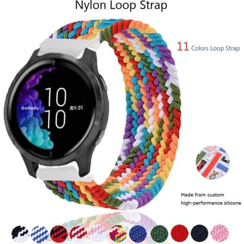 Nylon Solo Loop Strap for Garmin Venu/Venu SQ Braided Elastic Bands for garmin Forerunner 245/645 Vivoactive 3 4 Bracelets