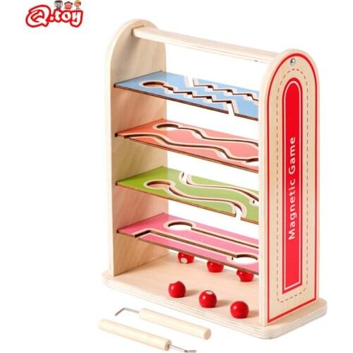 Educational Wooden Toy Preschool Game, Magnetic Fishing Toy Dribble Game Children-Parent Interactive Magnetic Game for Toddlers