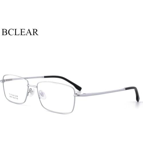 BCLEAR Simple Fashion Men Eyeglasses Big Frame Pure Titanium Ultra light High Quality Male Business Casual Full Rim Spectacles