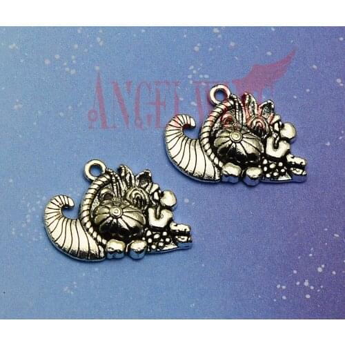 15pcs/lot--28x20mm, shell cham,Antique Silver plated Cornucopia charms ,DIY supplies, Jewelry accessories