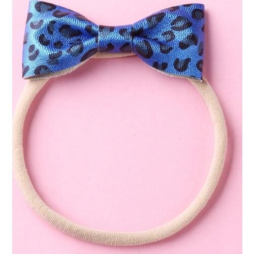 Pu Baby Headband Bows Leopard Kids Baby Girl Headbands Turban Elastic Princess Hair Band Haarband Baby Hair Accessories
