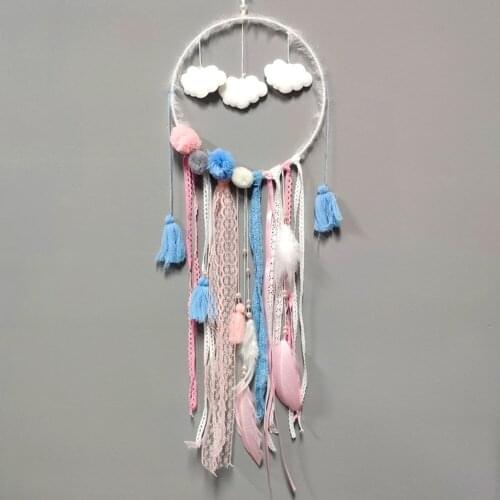 Pink Blue Clouds Dream Catcher Home Decor Ornaments Nordic Wall Hanging Decor Wind Chimes Girls Kids Party Gift