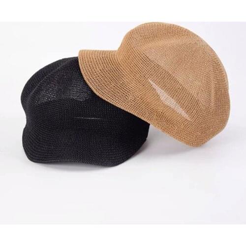 New Summer Hollow Octagonal Hats For Women Female Fashion Vacation Sunscreen Sun Hat British Cap Painter Hat Black Pink Hat