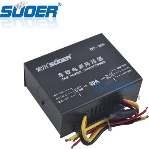 Suoer【 Converter 】 DC 24V to 12V 20A Car Step Down Power Transformer Buck Converter (DC-20A)