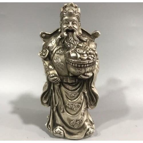 Tibet Collectible archaize white copper god of wealth Cornucopia crafts statue collection Ornament Home Decoration Gift