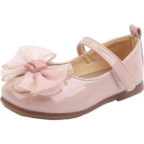 2021 Trend Girls Baby Leather Shoes Baby Toddler Soft Sole Fashion Princess Sweet Single Shoes Flats Bow-knot Sweet for Party