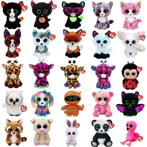 Ty15cm Animal Stuffed Plush Doll Cat Fox Snowman Alpaca Owl Swan Big Eyes Kawaii Toys for decoration Children Birthday Gift